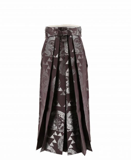 男性用袴単品レンタル(成人式・結婚式・卒業式)小豆色・銀の鱗文様と龍[身長170cm]No.215